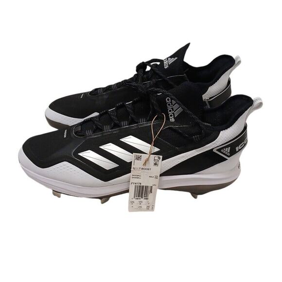 Adidas Icon 7 Baseball Cleats Mens Sz 13 Black 3 Stripes Boost Metal BRAND NEW! - Picture 9 of 16